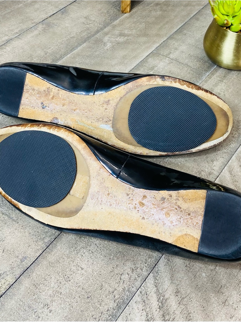 Tory Burch Gigi Black Patent Leather Ballet Flats Gold Logo Women’s Size 9 - Picture 7 of 7